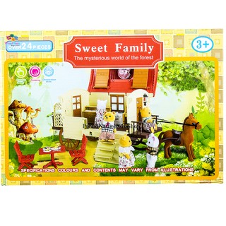 ProudNada Toys ของเล่นเด็กชุดบ้านตุ๊กตาหมีรถม้า Sweet Family NO.1505