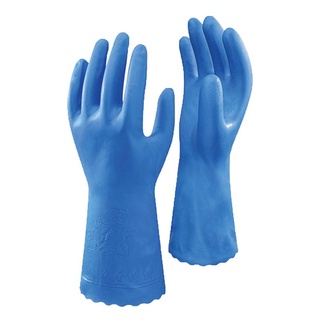 ถุงมือนิรภัย M น้ำเงิน โชวา 21SWA160 ถุงมือยาง Safety Gloves M Blue Showa 21SWA160