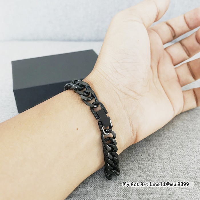 สร้อยข้อมือ สแตนเลส 8-10-12 mm เลสข้อมือ สีดำ สร้อยข้อมือโซ่ สร้อยข้อมือแสตนเลส แท้ราคาถูก ล็อคนาฬิกา ราคา ถูกที่สุด ดีลบีเคเค แกลเลอรีภาพที่ 4
