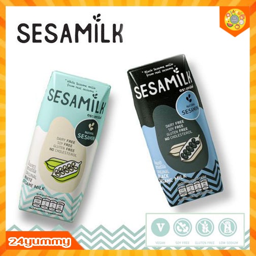 Sesamilk 200 มล.(1ลัง 36 กล่อง) ผลิตภัณฑ์นมจากงาแท้ อร่อย เข้มข้น หอม มัน หวานน้อย ผู้แพ้นมวัม แพ้นมถั่วเหลือง ทานได้
