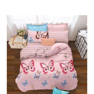 Sweet Kip Bedding ผ้าปูที่นอนขนาด 3.5ฟุต, 5ฟุต, 6ฟุต พร้อมผ้านวมขนาด 180 x 220 เซ็นติเมตร รวม 6 ชิ้น  ลายกราฟฟิกผีเสื้อ