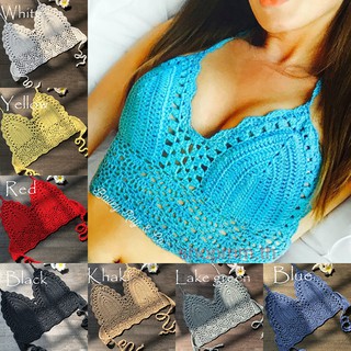 ❤️️บราถัก บิกินี่ไหมพรม ชุดว่ายน้ำ crochet bikini crochet top