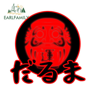 Earlfamily สติกเกอร์ไวนิล กันน้ํา กันแดด ลาย Daruma Lucky Charm สําหรับติดตกแต่งกระจกรถยนต์