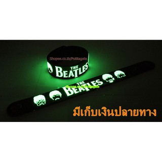 The Beatles เดอะบีเทิลส์ Wristband ริสแบนด์ เรืองแสง กำไลยาง ปั๊มนูน วงร็อค pg186 หายาก