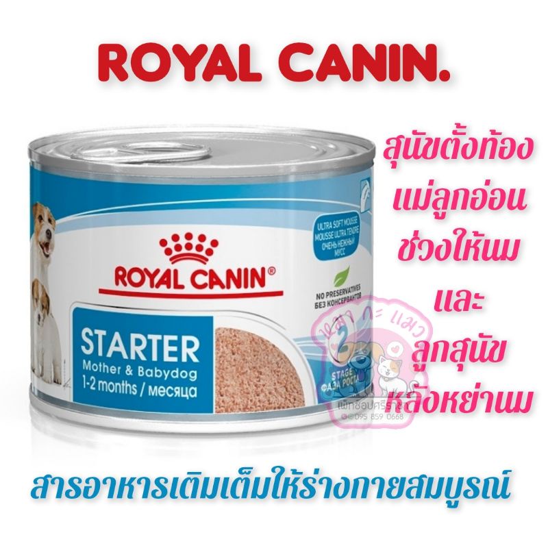 ROYAL CANIN. Starter mother & baby Dogอาหารแม่สุนัขและลูกสุนัขหลังหย่านม 195g.
