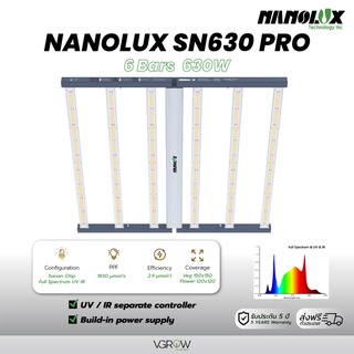 [ส่งฟรี] ไฟปลูกต้นไม้ NANOLUX รุ่น SN630 PRO 630W 6 บาร์  นาโนลักซ์ รุ่นใหม่ล่าสุด build-in drive