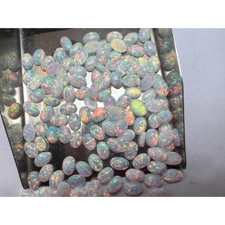 โอปอล สีขาว 6X4 มม SHAPE OVAL Synthetic Opal โอปอสังเคราะห์ LAB MADE  OPAL OVAL WHITE 6X4 MM 10 PCS