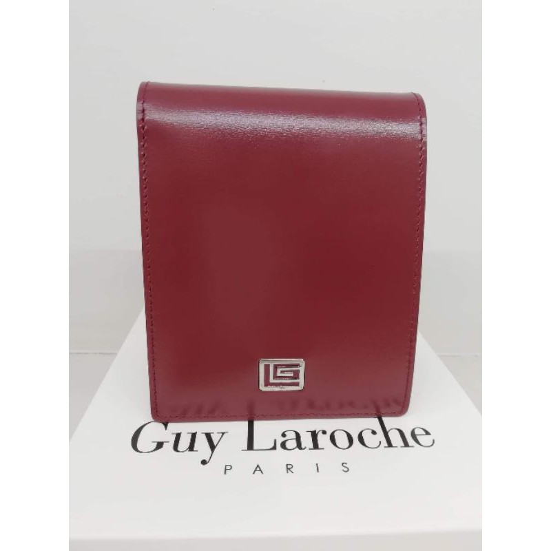 กระเป๋าสตางค์ชายGuy​ Larocheแบบ2พับขัดเงาโทนสีแดง
