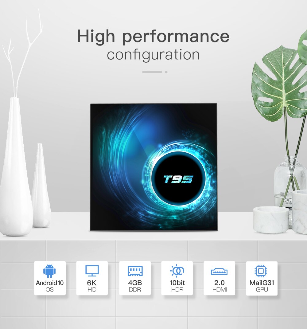 T95 H616 Android 10.0 TV BOX 4Gb 2.4G Wifi 100M Lan อุปกรณ์เสริม G30 ...