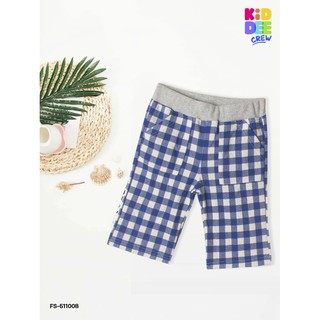 KiddeeCrew กางเกงขาสั้นสก็อตครีมน้ำเงิน Blue Check Shorts เหมาะสำหรับอายุ 1-10 ปี