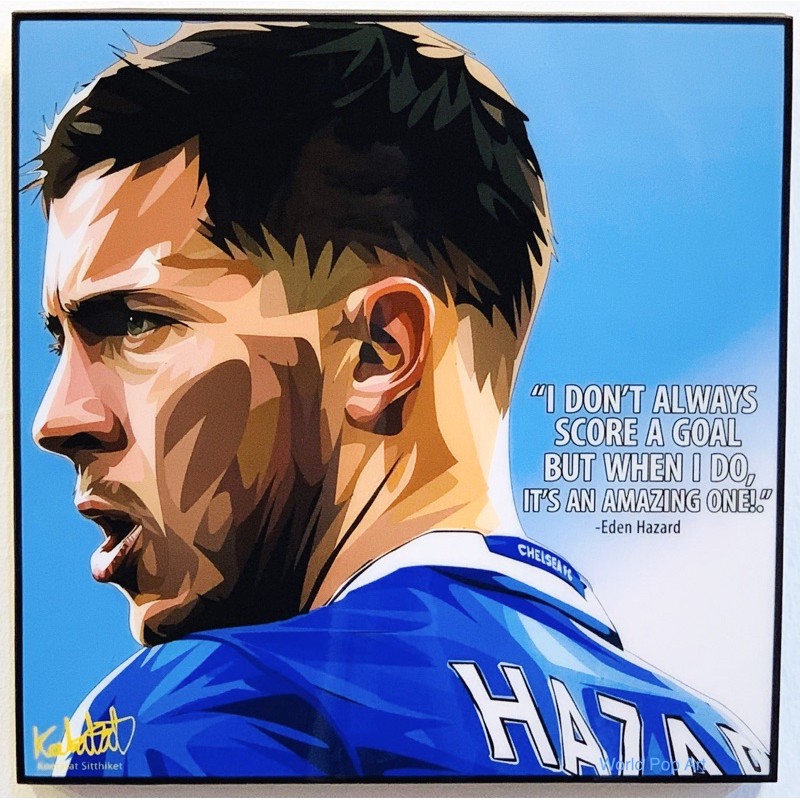 กรอบรูปเอแดน อาซาร์ Eden Hazard#Worldpopart#กรอบรูปวิทยาศาสตร์พร้อมแขวนเคลือบเงาไว้อย่างดี