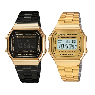 นาฬิกาข้อมือ Casio Standard ผู้ชายและผู้หญิง รุ่น A168WG-9W - BlackGold