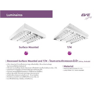 โคมตระแกรงติดลอยSurface Mounted และฝังฝ้า Recessed ไม่รวมหลอด EVE