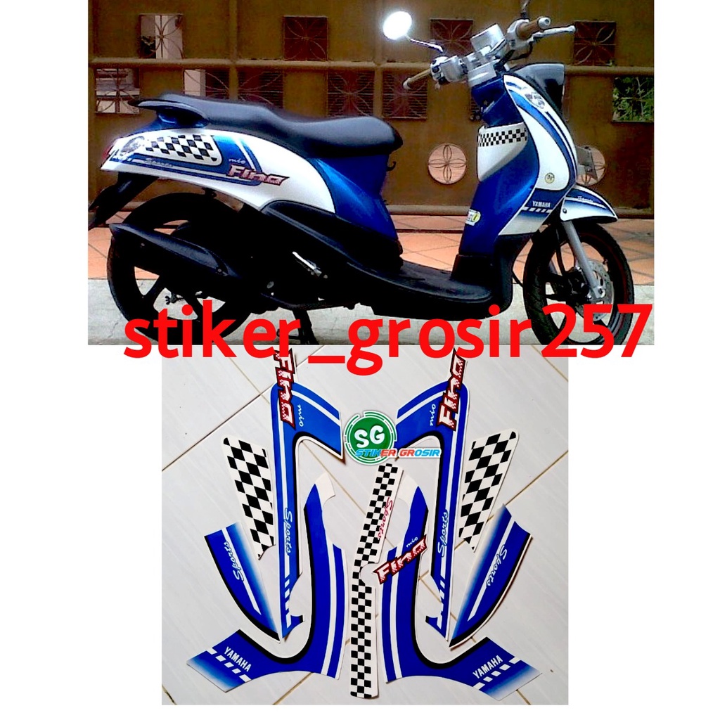 Putih Sticker STRIPING LIST LES BODY Motorcycle YAMAHA FINO 2012 2013 สีขาว น้ําเงิน มาตรฐาน
