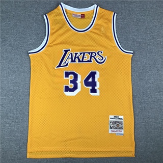 Nba Los Angeles Lakers ฤดูกาล 1996-97 สําหรับผู้ชาย #เสื้อกีฬาบาสเก็ตบอล สีเหลือง ปักลาย ONeal 34 Shaquille