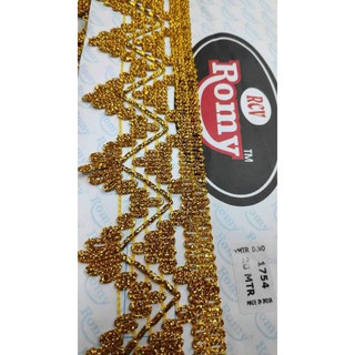 ริบบิ้น 1754 /9450 สีทอง  กว้าง4/5 CM ยาว20เมตร พับละ135