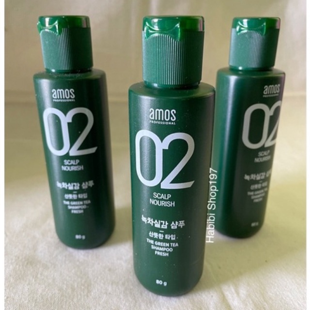 ⭐️พร้อมส่ง⭐️แชมพู Amos Professional 02 Scalp Nourish Feel the Green Tea Shampoo 80g Exp 2023/11