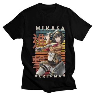 เสื้อยืด ผ้าฝ้าย พิมพ์ลายอนิเมะ Mikasa Ackerman Attack On Titan Shingeki No Kyojin สไตล์สตรีท สําหรับผู้ชาย