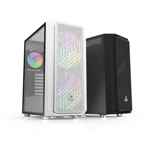 CASE (เคสเกมมิ่ง) MONTECH CASE MONTECH X5M WHITE  AIR X ARGB BLACK & WHITE