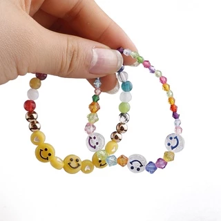 ลูกปัดอะคริลิก ลายหน้ายิ้ม สําหรับทําเครื่องประดับ สร้อยข้อมือ สร้อยคอ DIY 50 ชิ้น