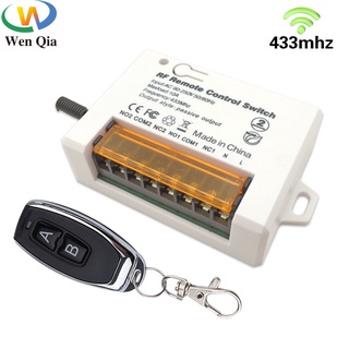 รีโมตคอนโทรล 433MHz RF AC 220V 2CH รีเลย์รับสัญญาณ และตัวส่งสัญญาณ 2 ปุ่ม สําหรับประตูโรงรถ