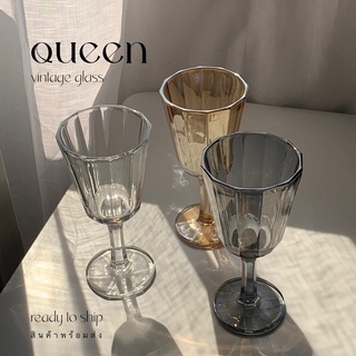 แก้วรุ่น queen ทรงสูง วินเทจ สไตล์เกาหลี