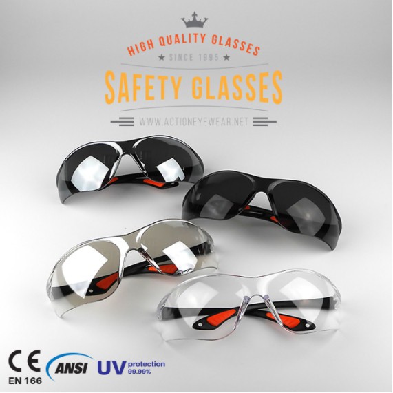 แว่นตานิรภัย แบรนด์ Action Eyewear  รุ่น 717AF (กันฝ้า 100%)  มีของแถม  แว่นเซฟตี้