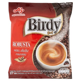 🔥HOT🔥 เบอร์ดี้ โรบัสต้า 3อิน1 กาแฟปรุงสำเร็จชนิดผง 15.5กรัม x 27 ซอง Birdy Robusta 3 in 1 Instant Coffee Powder 15.5 g.