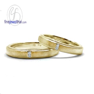 Finejewelthai แหวนคู่-แหวนเพชร-เพชร-แหวนหมั้น-แหวนแต่งงาน-Couple-Diamond CZ-Wedding Ring-Silver-Gold - RC30145cz-g