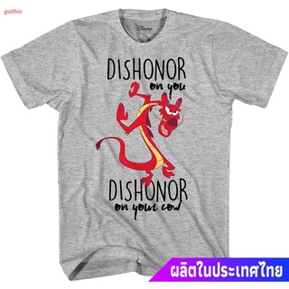 tshirtเสื้อยืดคอกลมฤดูร้อนเสื้อยืดแขนสั้น Disney Mulan Mushu Dishonor On Your Cow Disneyland Graphic Adult T-Shirt Short