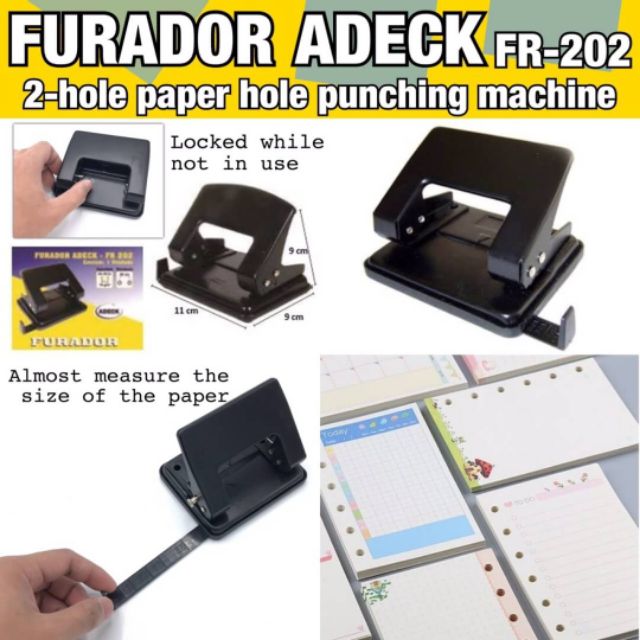 FURADOR ADECK FR-202 2  Hole แท่นเจาะรูกระดาษ 2 รู พร้อมแทบวัดขนาดกระดาษ
