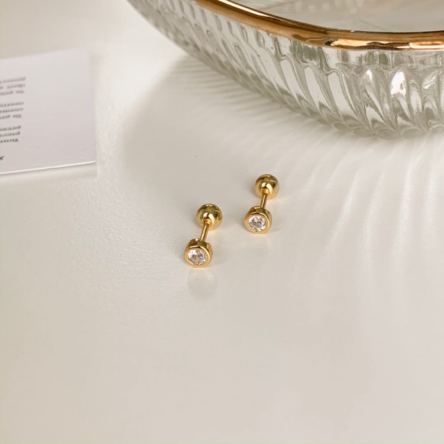 A.piece  จิวเงินแท้ [all silver 925& 14K gold] crystal piercing