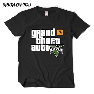 เสื้อยืดลําลอง ผ้าฝ้าย แขนสั้น พิมพ์ลาย Grand Theft Auto GTA สีดํา สําหรับผู้ชาย AF123SD42729สามารถปรับแต่งได้