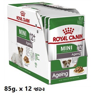 Royal Canin Mini Ageing 12+ อาหารสุนัข อาหารเปียกในน้ำเกรวี่ สุนัขพันธุ์เล็ก 12 ปีขึ้นไป น้ำหนักน้อยกว่า 10 Kg. (85 กรัม