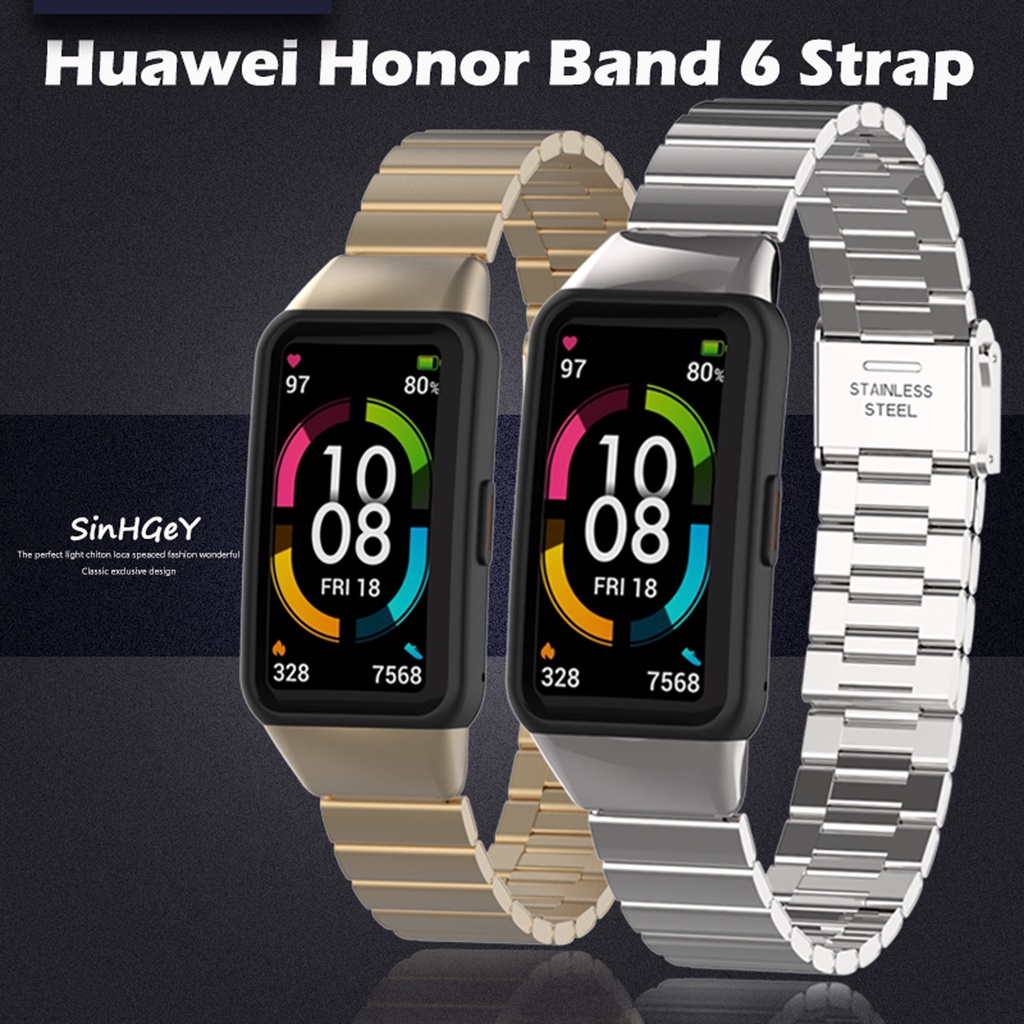 สายนาฬิกาข้อมือ สายสแตนเลสโลหะ แบบเปลี่ยน สําหรับ Huawei Band 7 6 Honor Band 6