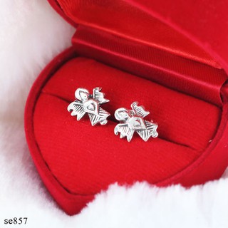 MT ต่างหูเงินแท้ รูปนางฟ้า แบบก้านเสียบ ติดหู Solid 925 Sterling Silver Earrings (se857) MT Jewelry มณีธารา