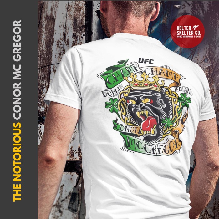 คอลูกเรือเสื้อยืดคอกลมเสื้อยืด พิมพ์ลาย Conor McGregor MMA UFC Fighter UFC สําหรับผู้ชายผ้าฝ้ายแท้