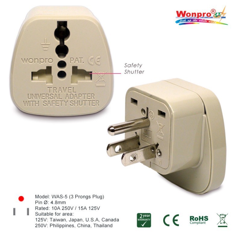 WONPRO Travel Adapter W/SS - WAS-5