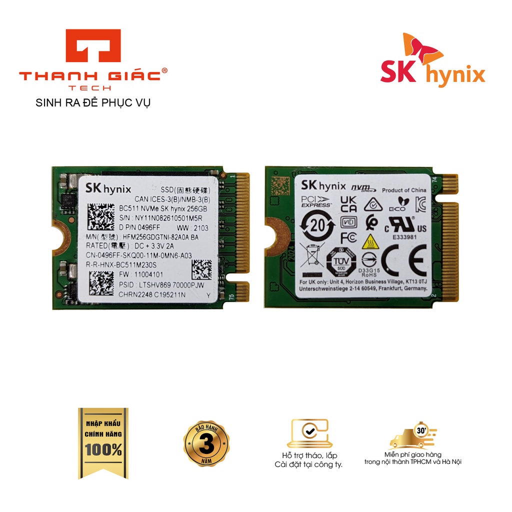 Sk hynix BC511 256Gb NVME Ssd Hard Umbrella ของแท้ใหม่ 100% 3 ปี