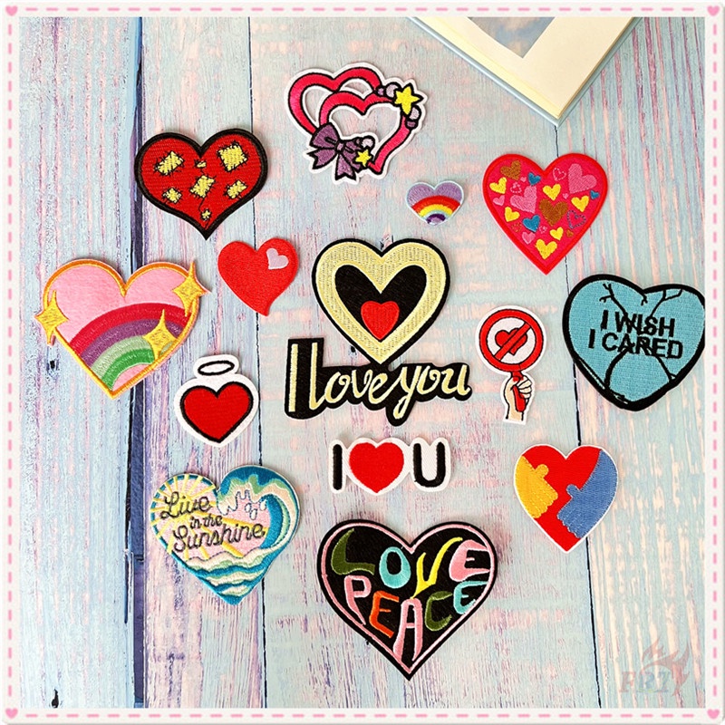 ☸ แผ่นรีดติดเสื้อ ลาย I Love You สําหรับเก็บสะสมหัวใจ ☸ แผ่นแพทช์รีดร้อน DIY สําหรับคู่รัก 1 ชิ้น