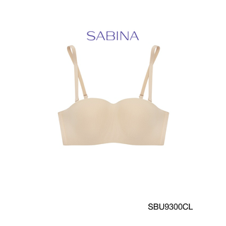 SABINA BRALESS  เสื้อชั้นใน Invisible Wire (ไม่มีโครง) Body Bra The Series (เกาะอก) Seamless Fit รุ่น Pretty Perfect รหัส SBU9300CL สีเนื้ออ่อน