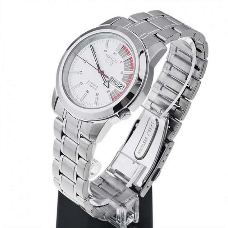 Win Watch Shop นาฬิกา SEIKO 5 Automatic รุ่น SNKK25K1 นาฬิกาข้อมือผู้ชายสายแสตนเลส หน้าปัดขาวแดง