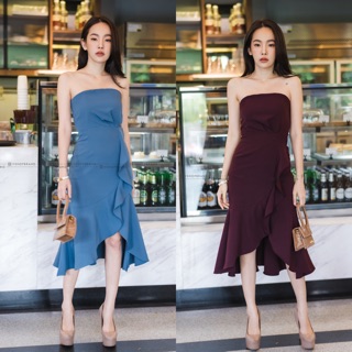 เดรสเกาะอก ชายระบาย👗