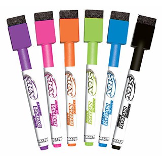 Board Dudes : BDDDDM77* ปากกาเมจิก SRX Magnetic Dry Erase Markers, Assorted Colors, 6-Pack