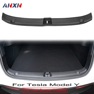 Tesla อุปกรณ์เสริมFor 2022 2021  Tesla Model Y TE Inner Rear Trunk Bumer Guard rotector late Cover Trimอะไหล่รถยนต์