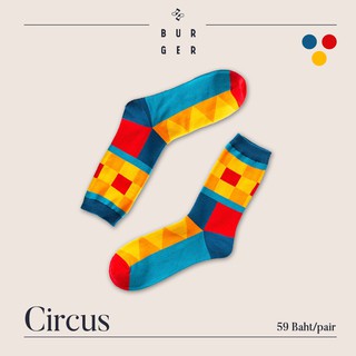 Circus ถุงเท้าแฟชั่น ลายหลากสี สายคิ้วท์ ถุงเท้าครึ่งแข้ง ราคาถูก คุณภาพดี