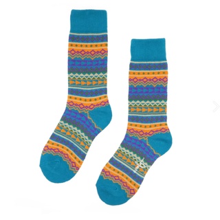 ถุงเท้า COMFY SOCKS Dylan Socks Teal ลวดลายถุงเท้าสวยงาม เหมาะสำหรับใส่กับรองเท้าบูต และรองเท้าผ้าใบ