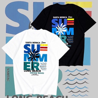 เสื้อยืดผ้าฝ้าย summer เสื้อยืดเสื้อยืดโอเวอร์ไซส์  ใส่คู่/ใส่เดียว  สกรีนลาย summer - OverSize ⚡️พร้อมส่ง⚡️ เสื้อยืดคอก