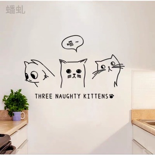 [MH] สติ๊กเกอร์อะคริลิค 3D แมว 3 ตัว three naughty kittens