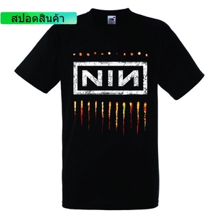 เสื้อยืดแฟชั่น Nine Inch Nails Nin Logo 2 เสื้อยืดสีดำเสื้อร็อคร็อคเสื้อยืดวงดนตรีร็อคเสื้อยืดเสื้อผู้ชายเสื้อ Tee ตลก